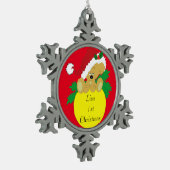 kerstBeer Tin Sneeuwvlok Ornament (Links)