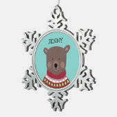 kerstBeer Tin Sneeuwvlok Ornament (Rechts)