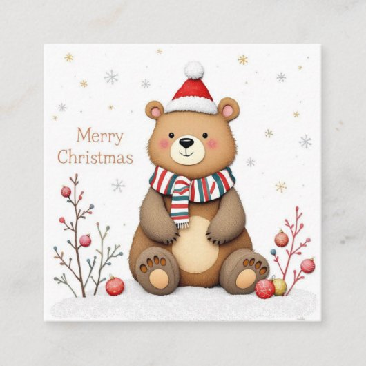 Kerstbeer Vierkante Visitekaartje (Voorkant)