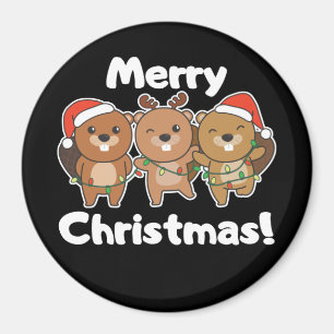 Kerstbeesten bedienen een prettige kerst magneet