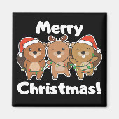 Kerstbeesten bedienen een prettige kerst magneet (Voorkant)