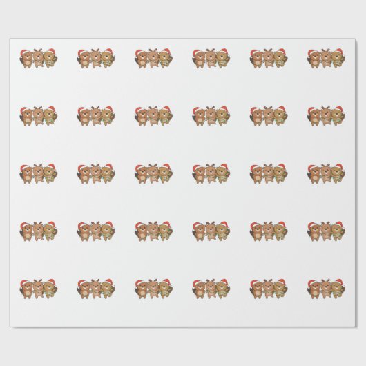 Kerstbeesten met kerstbedekking cadeaupapier (Vlak)