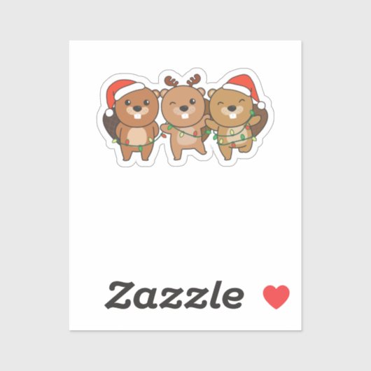 Kerstbeesten met kerstbedekking sticker (Vel)