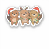 Kerstbeesten met kerstbedekking sticker (Voorkant)