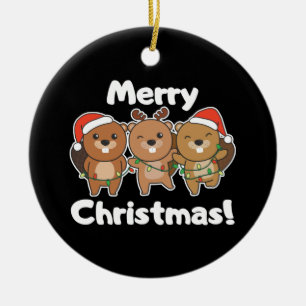 Kerstbeesten met kerstbeesten beuvers met pretkers keramisch ornament