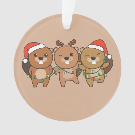 Kerstbeesten met kerstmis ornament (voorkant)