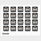 Kerstbeesten met pinguïn-kerst vierkante sticker (Vel)