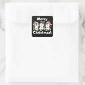 Kerstbeesten met pinguïn-kerst vierkante sticker (Tas)