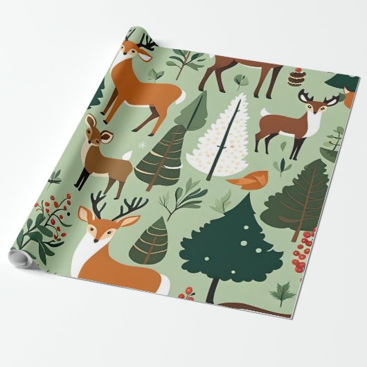 kerstbeestjes-inpakpapier cadeaupapier (Uitgerold)