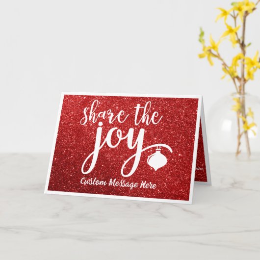 kerstbegroet deel Joy Red Glitter Kaart (Gele Bloem)
