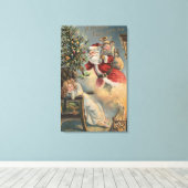 kerstbegroet kerstkerstkerstkerstkerstman met bome canvas afdruk (Insitu (Houten vloer))