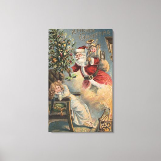 kerstbegroet kerstkerstkerstkerstkerstman met bome canvas afdruk (Voorkant)
