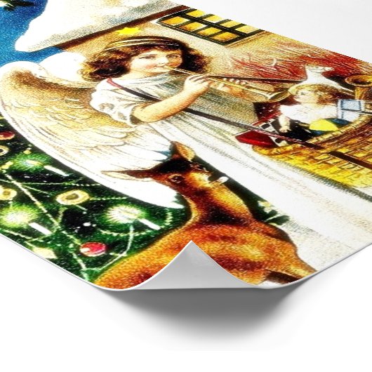 kerstbegroet met een engel die het mandje gi vasth poster (Hoek)