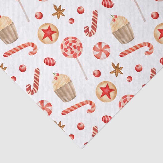 Kerstbehandeling Snoep Cupcake Festive Sweets Tissuepapier (Detail)