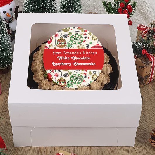 Kerstbehandelingen, uit de keuken, op maat ronde sticker