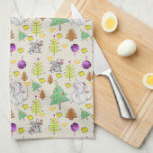 Kerstbeige Mouse Kitchen Towelen Theedoek (Quarter Fold)