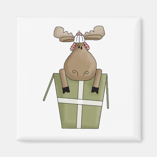 Kerstbeitters · Moose & Gift Box Magneet (Voorkant)