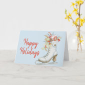 Kerstbejaard Wenskaart IJ-Schaats Kaart (Gele Bloem)