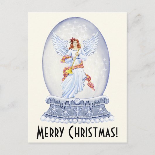 kerstbek met snowglobe briefkaart (Voorkant)