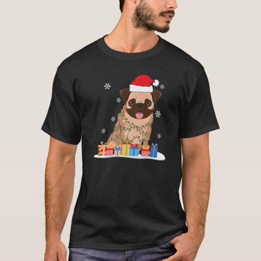 kerstbeker met kerstboomverlichting en kerstman t-shirt (Voorkant)
