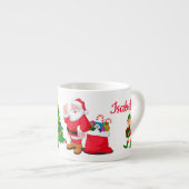 Kerstbeker met kind Naam kerstman en boom toevoege Espresso Kop (Voorkant rechts)