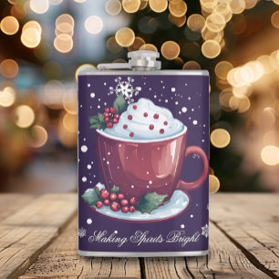 Kerstbeker met warme chocolademelk Paars Heupfles