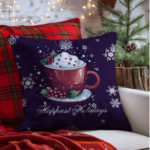 Kerstbeker met warme chocolademelk   Paars Kussen