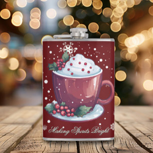 Kerstbeker met warme chocolademelk Rood Heupfles