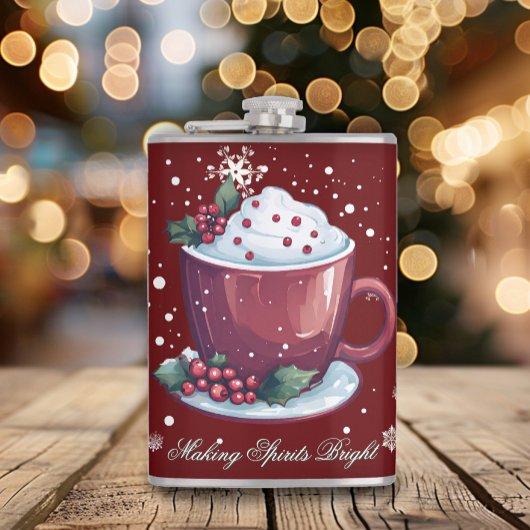 Kerstbeker met warme chocolademelk | Rood Heupfles