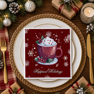 Kerstbeker met warme chocolademelk   Rood Servet