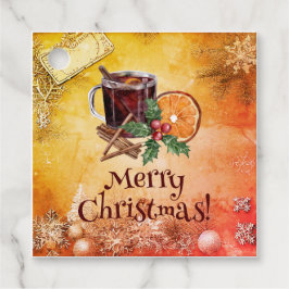 kerstbeker Oranje Holly Berry Cinnamon Greeting Bedankjes Labels