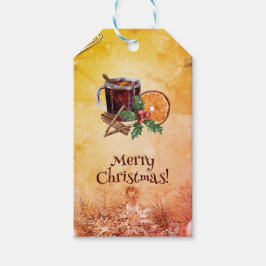 kerstbeker Oranje Holly Berry Cinnamon Greeting Cadeaulabel