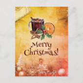 kerstbeker Oranje Holly Berry Cinnamon Greeting Feestdagenkaart (Voorkant)