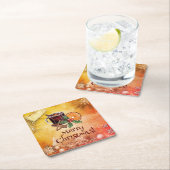 kerstbeker Oranje Holly Berry Cinnamon Greeting Kartonnen Onderzetters (Insitu)