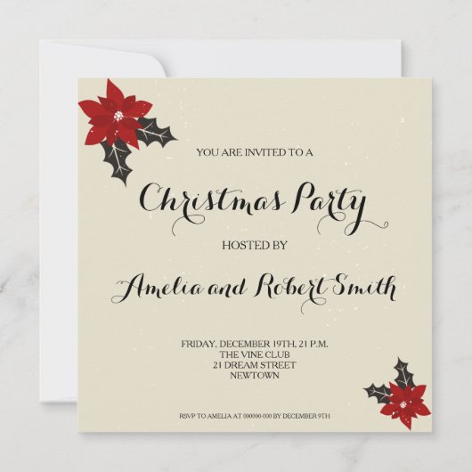  kerstbeker Red Poinsettia Kaart (Achterkant)