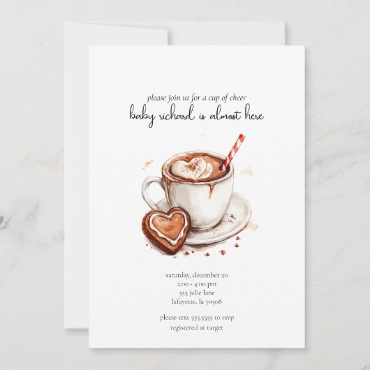 Kerstbeker van Cheer Baby shower Invitation Kaart (Voorkant)