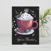 Kerstbeker van Hot Chocolate Holiday Party Kaart (Staand voorkant)