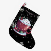 Kerstbeker van warme chocolademelk gepersonaliseer grote kerstsok (Voorkant (Hangend))