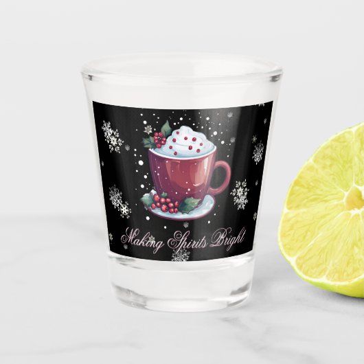Kerstbeker van warme chocolademelk Shot Glass Shot Glas (Voorkant)
