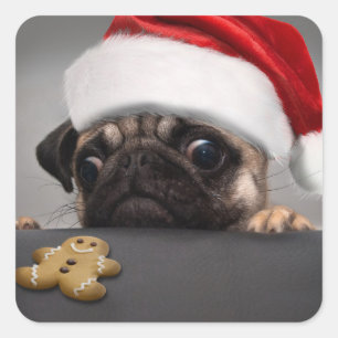 kerstbeker vierkante sticker