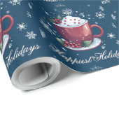 Kerstbeker Warme Chocolade | Blauw Cadeaupapier (Rol Hoek)