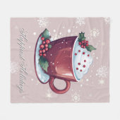 Kerstbeker Warme Chocolade | Blush Roze Fleece Deken (Voorkant (Horizontaal))