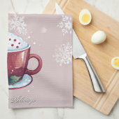 Kerstbeker Warme Chocolade | Blush Roze Theedoek (Quarter Fold)