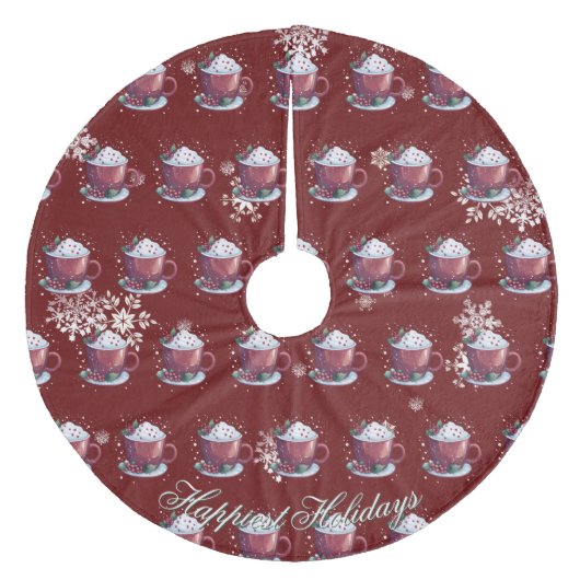 Kerstbeker Warme Chocolade | Rood Fleece Kerstboom Rok (Voorkant)