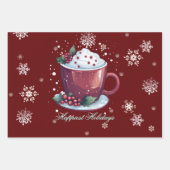 Kerstbeker Warme Chocolade | Rood Inpakpapier Vel (Voorkant)