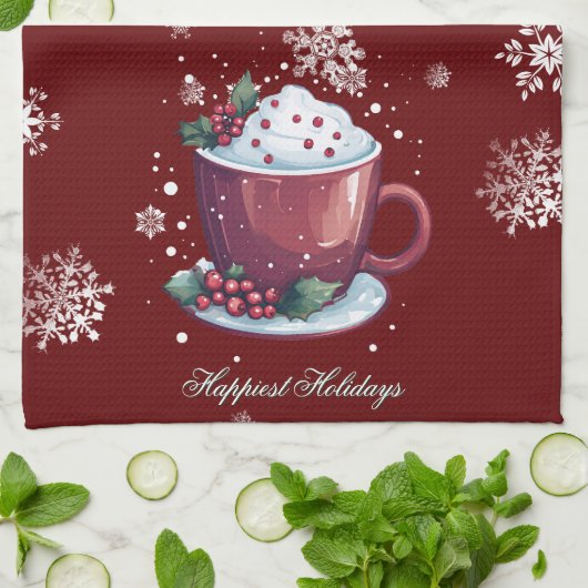 Kerstbeker Warme Chocolade | Rood Theedoek (Gevouwen)