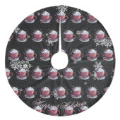Kerstbeker Warme Chocolade | Zwart Fleece Kerstboom Rok (Voorkant)