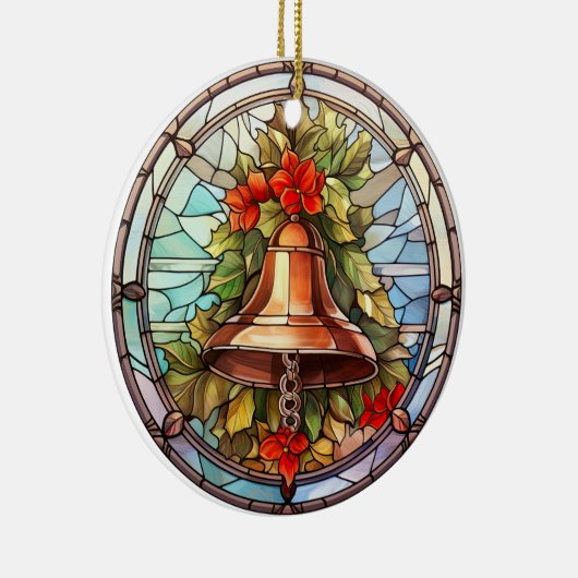 Kerstbel gebrandschilderd glas stijl keramisch ornament (Rechts)