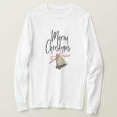  kerstbel Merry Christmas Script tekst T-shirt (Design voorkant)