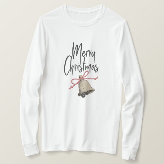  kerstbel Merry Christmas Script tekst T-shirt (Design voorkant)